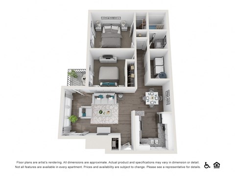 Floor plan for 2 beds, 1 bath, 1100 sqft